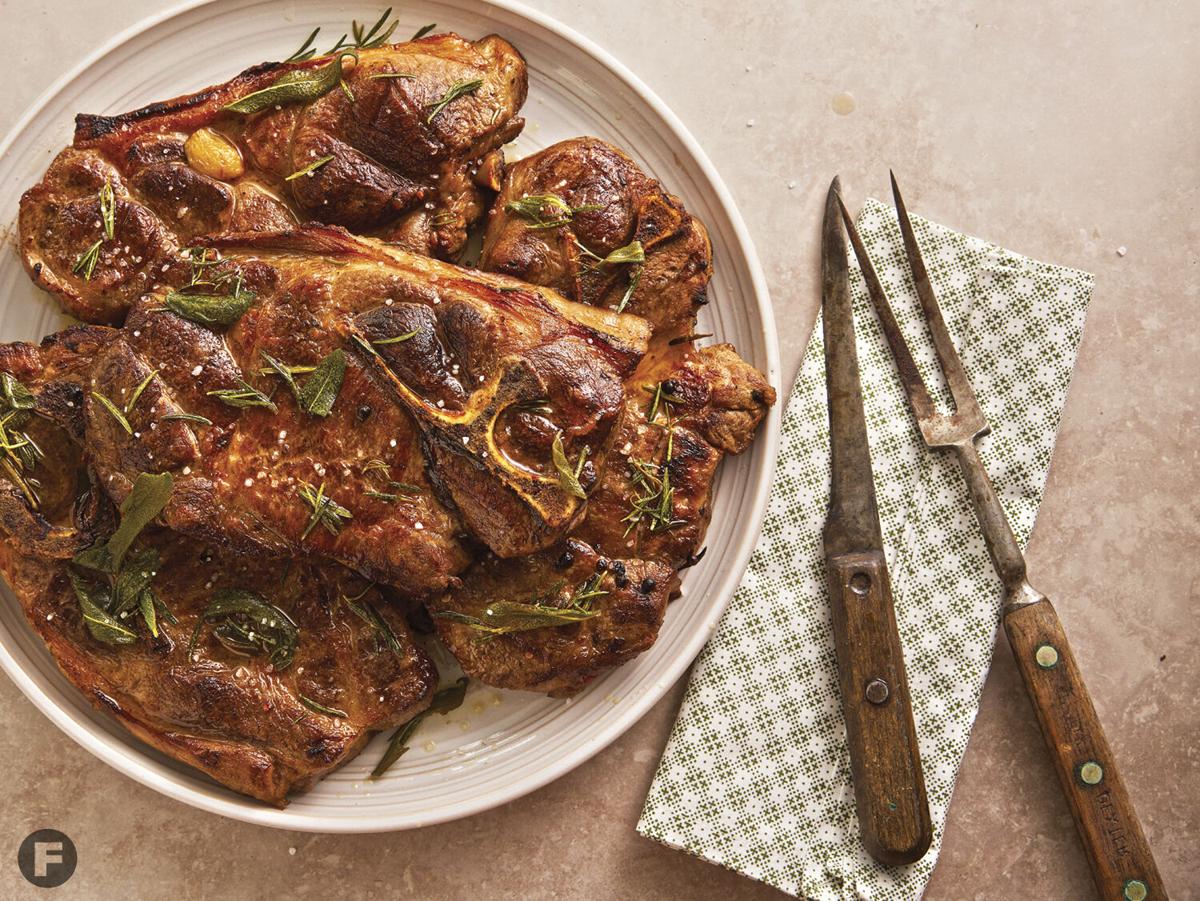 Grilled Pork Steaks with Rosemary-Sage Finishing Sauce