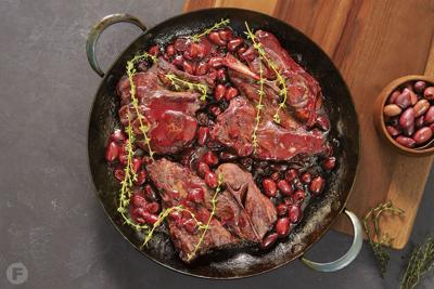 Marinated Lamb Shoulder Chops with Olives and Dried Cherries