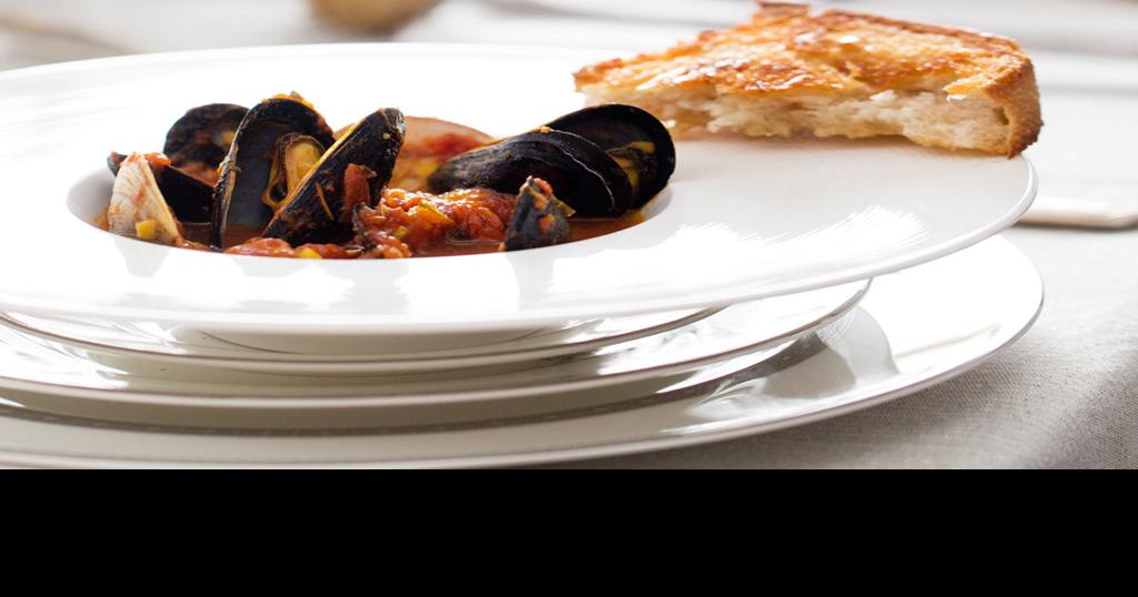 Clams and Mussels in TomatoSaffron Broth