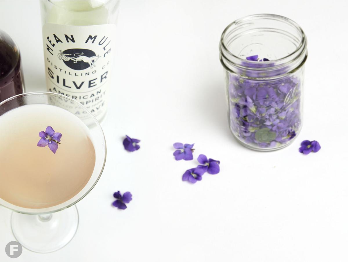 Pink Martini with Homemade Violet Syrup