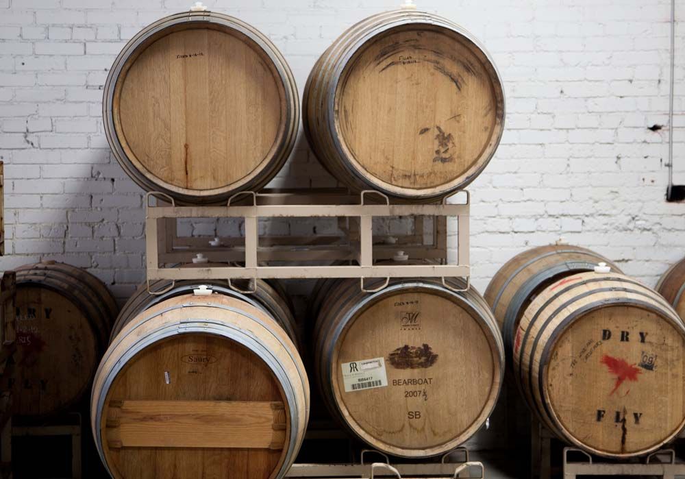 aging beer in wine barrels