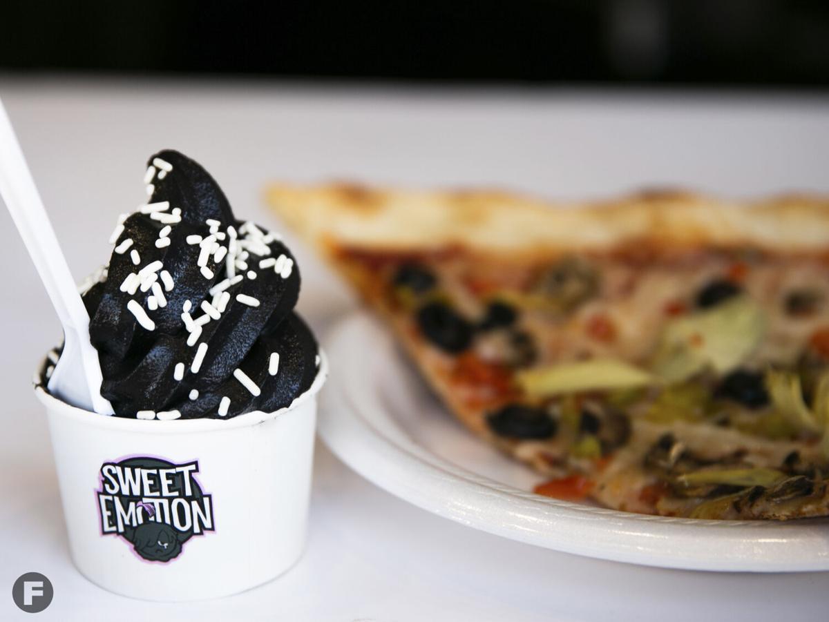 Today's Takeout Vegan pizza and oat milk ice cream from Sweet Emotion