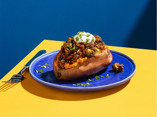 Piccadillo-stuffed Sweet Potato