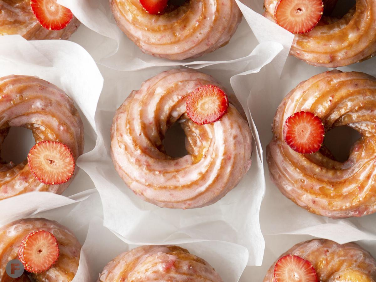 Fresh Strawberry Glazed Crullers