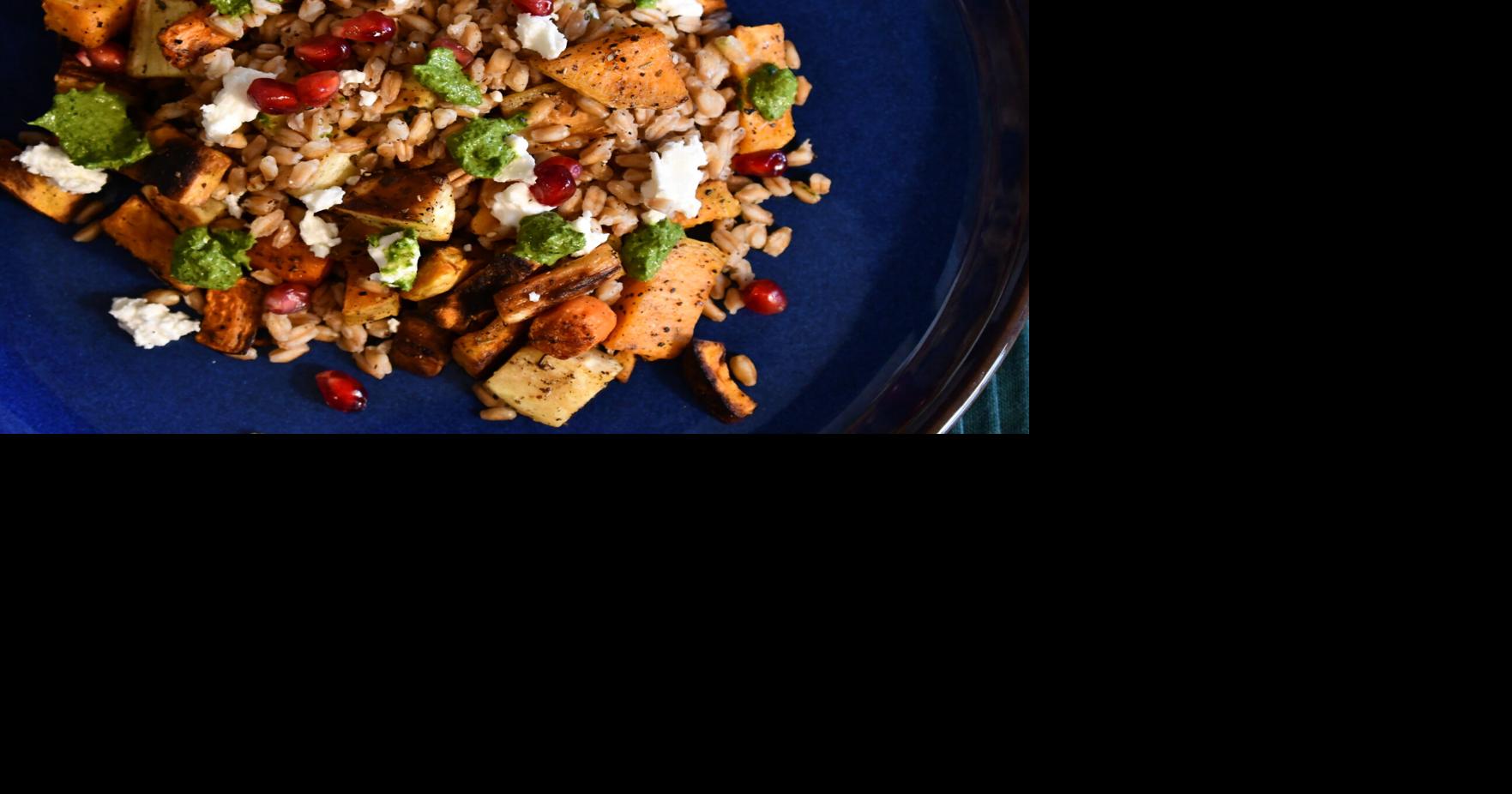 Winter Farro Salad with ParsleyMint Sauce