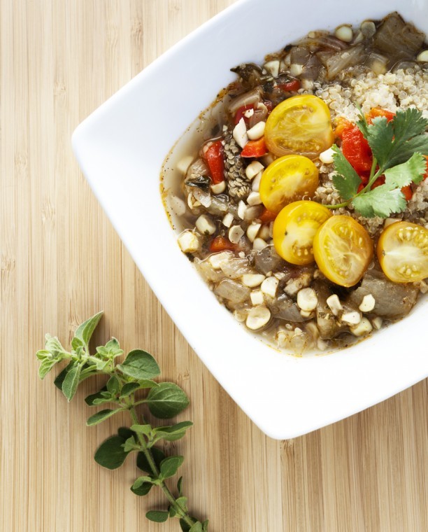 Quinoa Soup with Roasted Eggplant Recipes Feast Magazine
