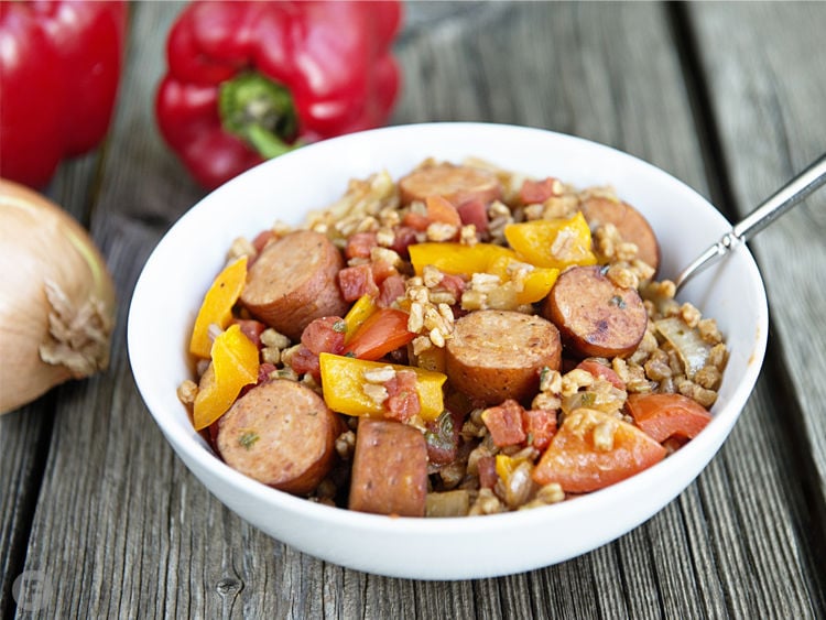 Andouille Chicken Sausage and Farro Skillet