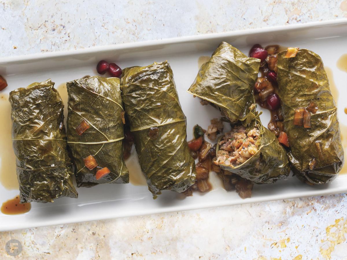 Stuffed Grape Leaves With Pomegranate Molasses Cook Feastmagazine Com Stuffed grape leaves casserole drizzled with pomegranate molasses. stuffed grape leaves with pomegranate