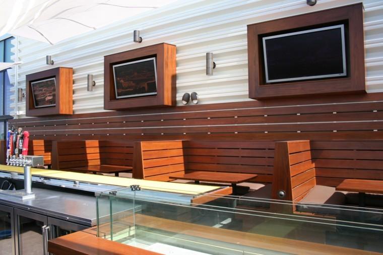 Flatscreen TVs in the outdoor bar area