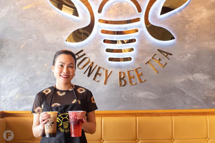 Sweeten up your day with a boba tea or crêpe cake from Honey Bee Tea in