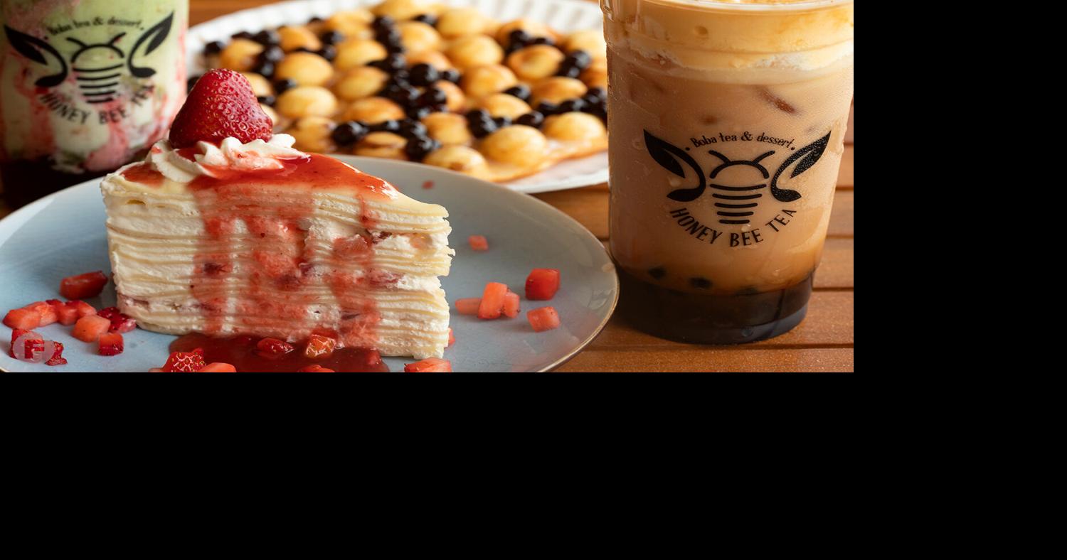 Sweeten up your day with a boba tea or crêpe cake from Honey Bee Tea in