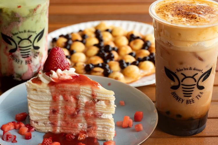 Sweeten up your day with a boba tea or crêpe cake from Honey Bee Tea in Manchester