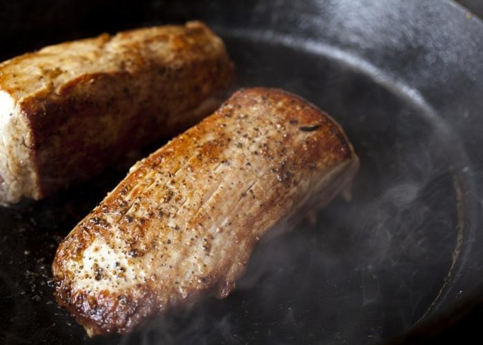 PanSeared Pork Tenderloin with Dark Chocolate, Cherry, Port Pan Sauce