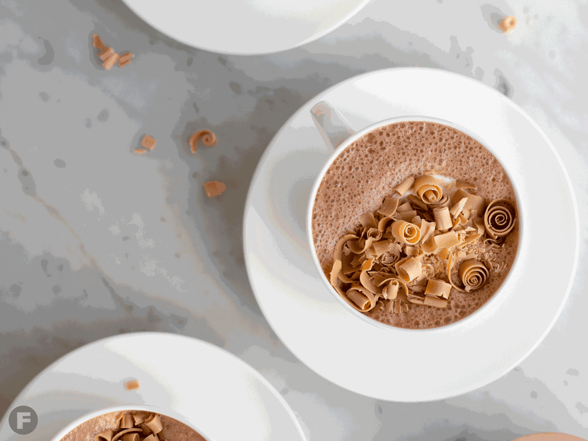 Milk chocolate-passionfruit hot chocolate