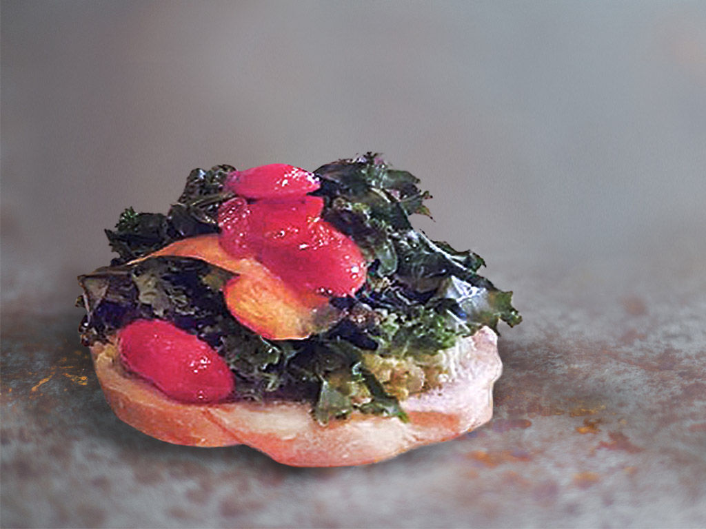Avocado Toast with Tomato Confit and Pickled Kale Salad