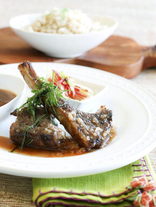 Pan Seared Lamb Chops In Tamarind And Lemongrass Vinaigrette Reduction Feastmagazine Com