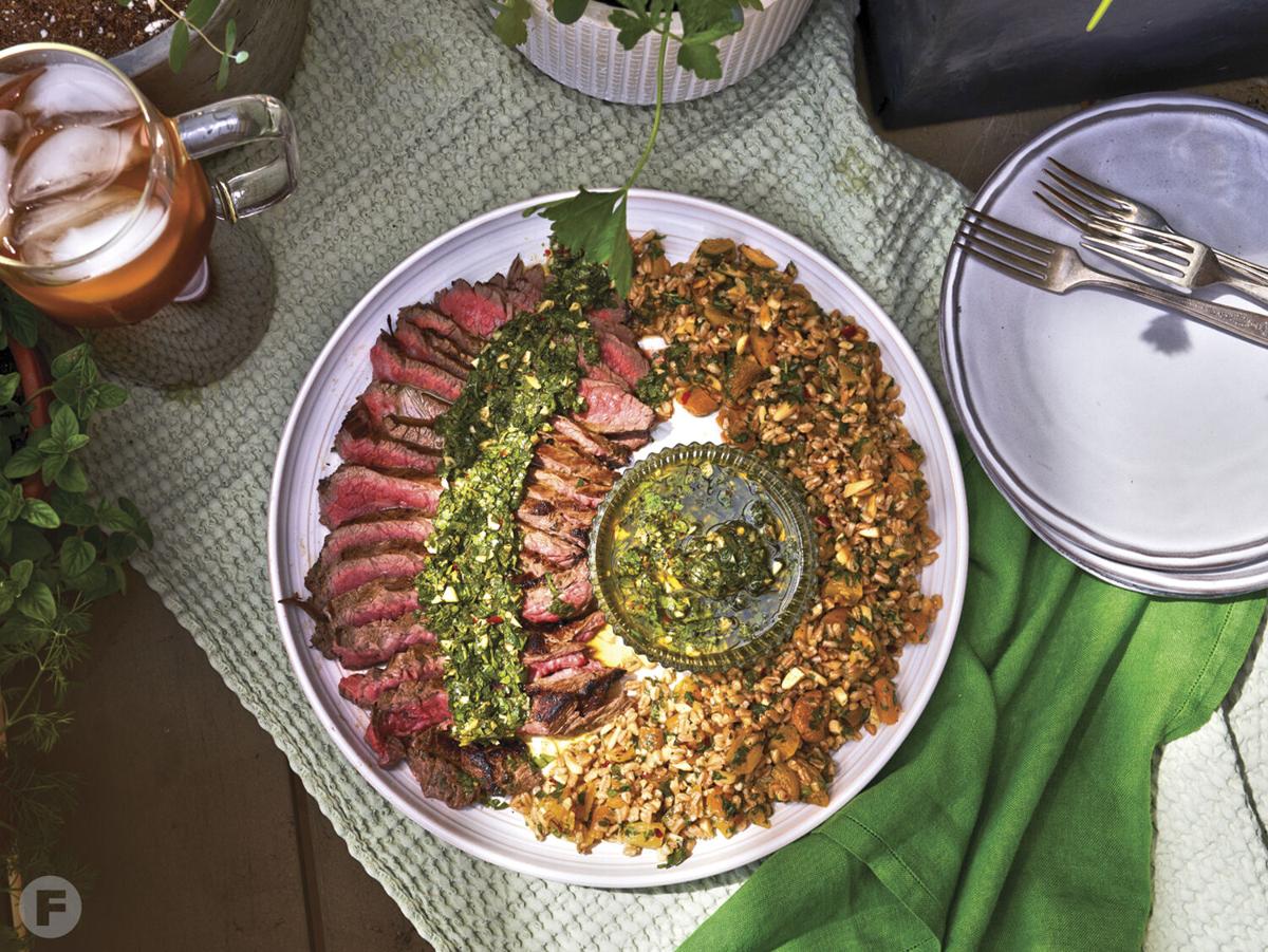 Chimichurri-Marinated Flank Steak with Chilled Farro Salad