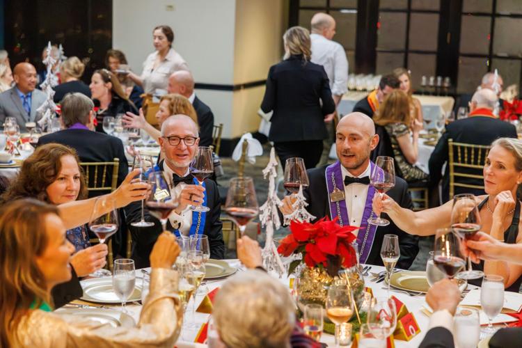 People in the hall are giving cheers