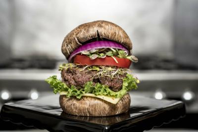 Mediterranean Burger with a Portobello Bun