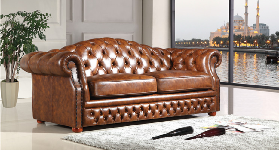 AviationFurnitures Premium Leather Chesterfield Sofa