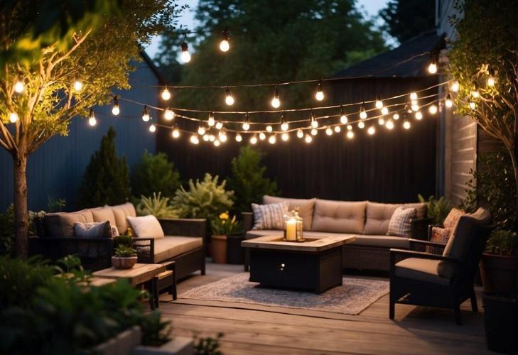 This beautiful outdoor lighting illuminates the space with style