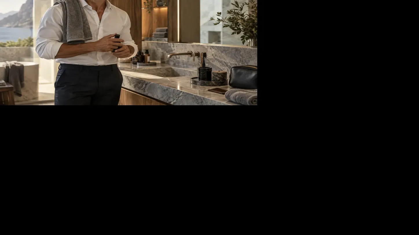 Man following a polished daily personal hygiene and grooming routine