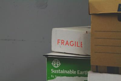 This moving box is marked "fragile" to help protect the items inside it