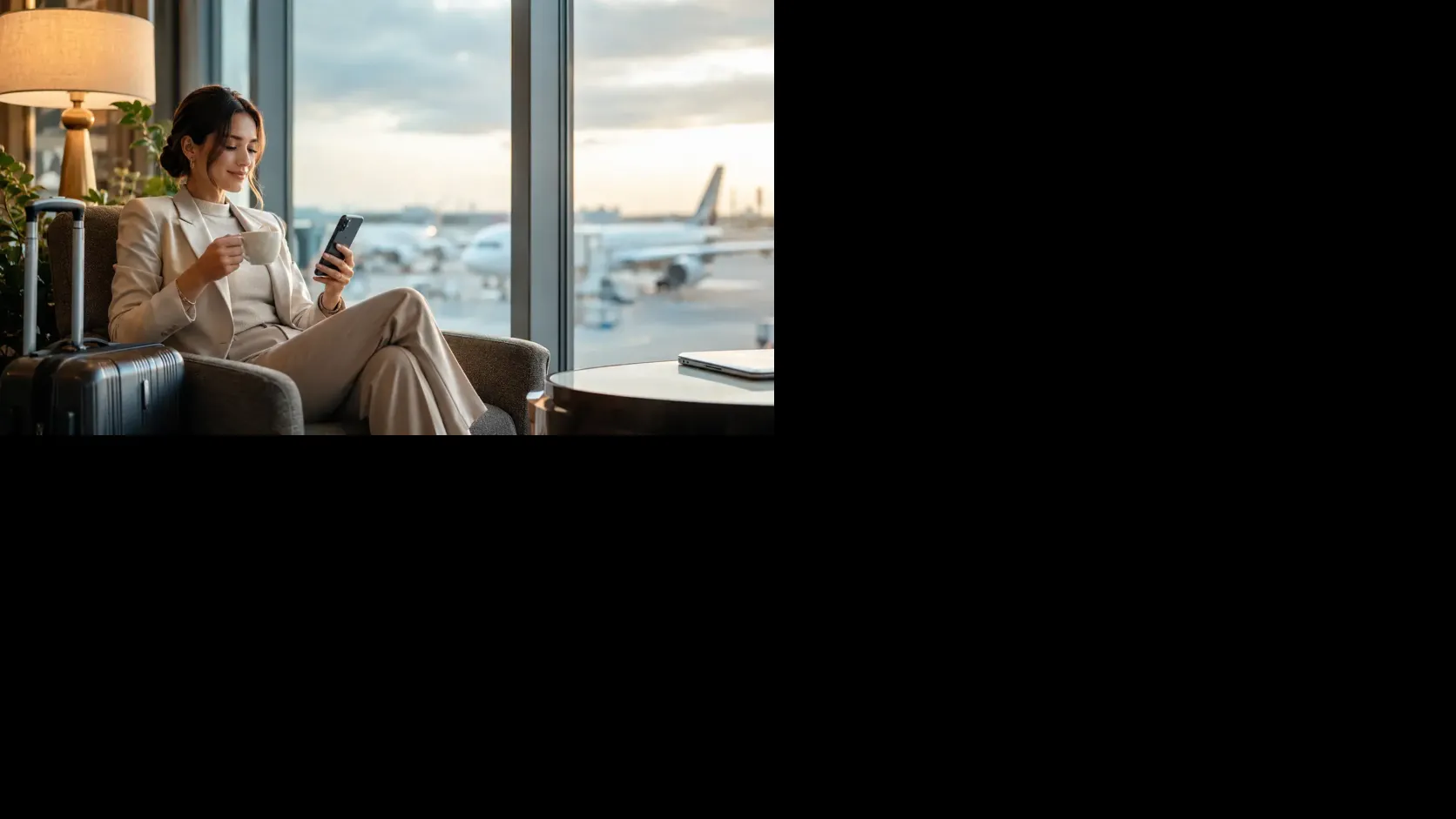 a woman using her eSIM for International Travel