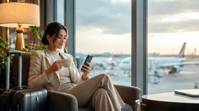 a woman using her eSIM for International Travel
