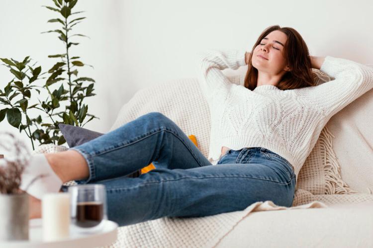 Woman relaxes even though she has a busy lifestyle