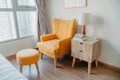 Orange custom chair adds a splash of color and personality to a room