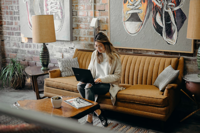 Woman peruses online dating website