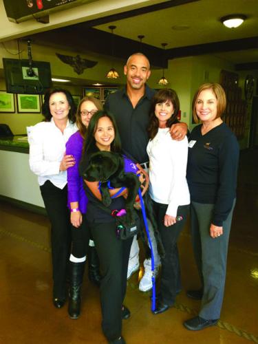 Coach Lute Olson Toast; ￼Margaret Davis, Ashleigh Weimer, Harvey Mason Jr, Lori Hamill, Karen Schultz, Stephanie Santos & canine