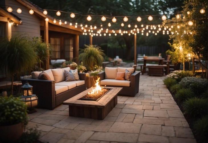 This backyard uses innovative outdoor lighting ideas
