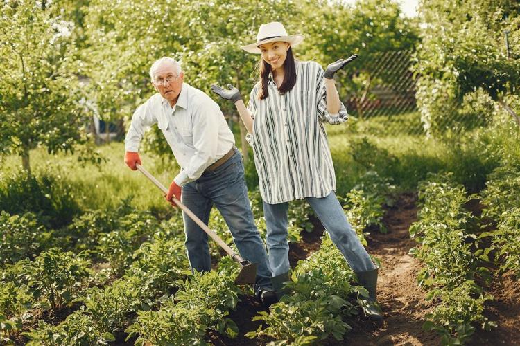 Man and woman maintain and update their garden to ensure it is in line with their home decor