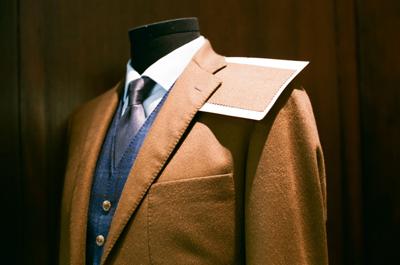 This custom-tailored suit has a personalized touch and precise fit