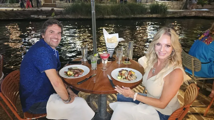 David Liever and Heather Winfield at Boudros  in San Antonio Along the River Walk