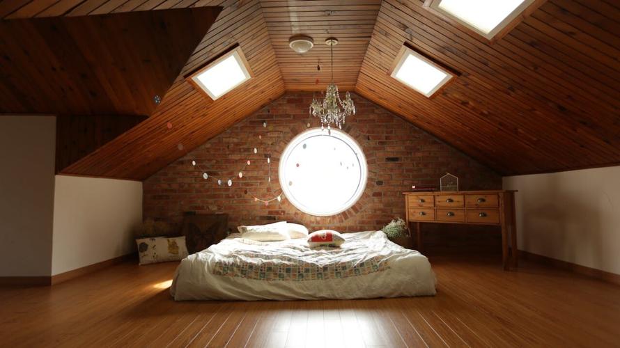 Bedroom with creative decorations and layout