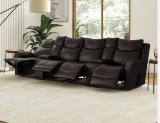 ﻿4 Seater Corner Electric Recliner Sofa in Smokey Taupe with USB Port, Cup holders, and Other Features