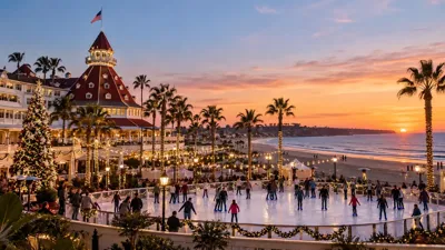 Festive holiday lights and waterfront celebrations in San Diego, California.
