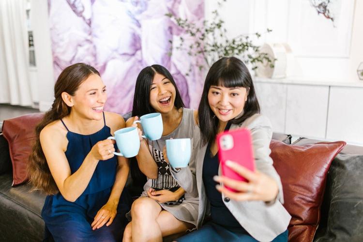 Three woman bond over their love of coffee