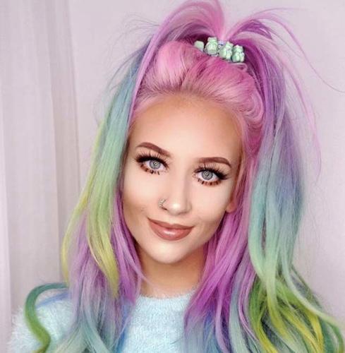 The unicorn rainbow hairstyle pictured here took the world by storm in 2010s