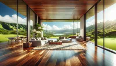 A gorgeous room in Hawaii with shiny hardwood floors