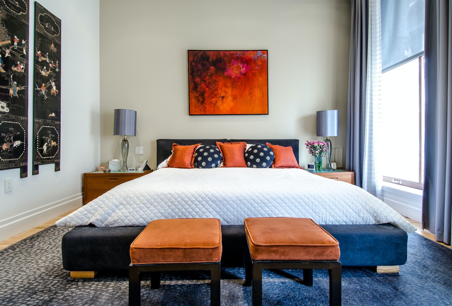 Bedroom designed with feng shui in mind to create space of positive energy