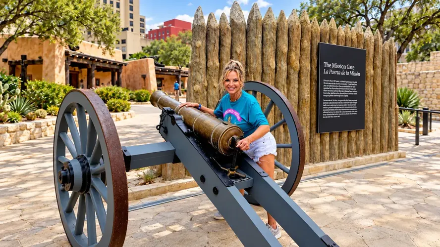 Heather Winfield habe fun at the Alamo