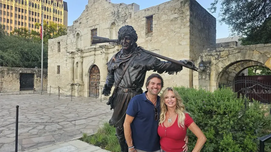 David Lieber and Heather Winfield at the Alamo, San Antinio Texas