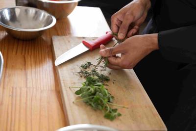 chopping up Fresh Herbs and Spices
