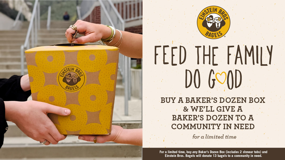 Einstein Bros. Bagels Donating A Baker’s Dozen For Every Baker’s Dozen Purchased