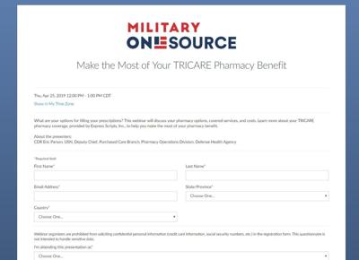 Webinar To Discuss Tricare Pharmacy Covered Services Costs