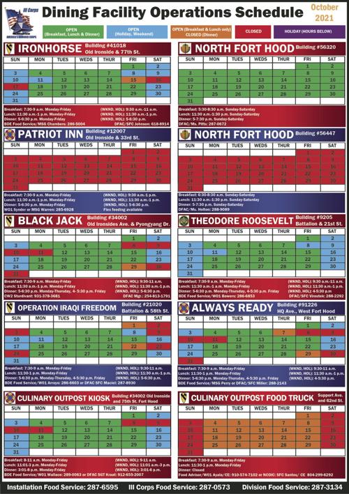 Fort Hood Dfac Schedule 2022 Dining Facility Operations Schedule | Dining Facility | Forthoodsentinel.com